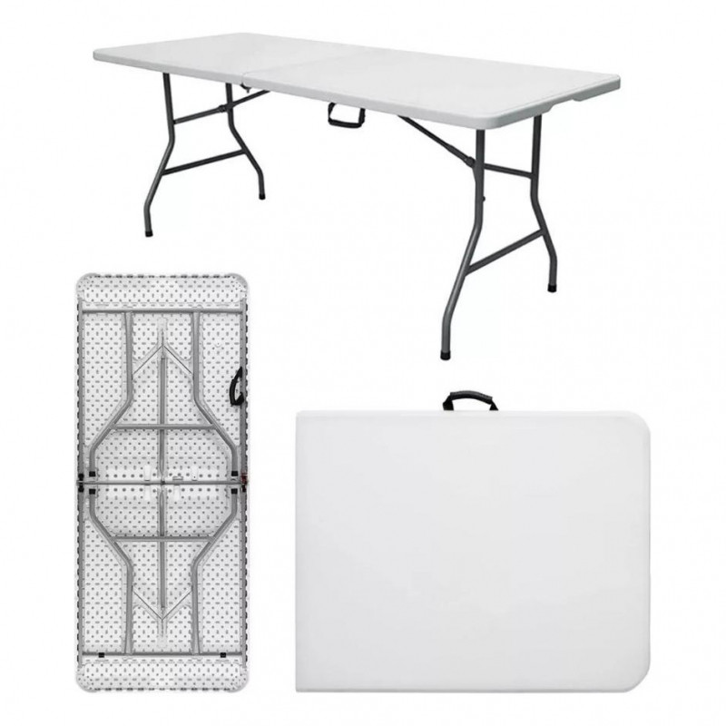 1.80m Mesa Dobrável Portátil Vira Maleta para Festas Camping Escritório Mesa Dobravel Portatil Mesa de Jantar Mesa Dobrá
