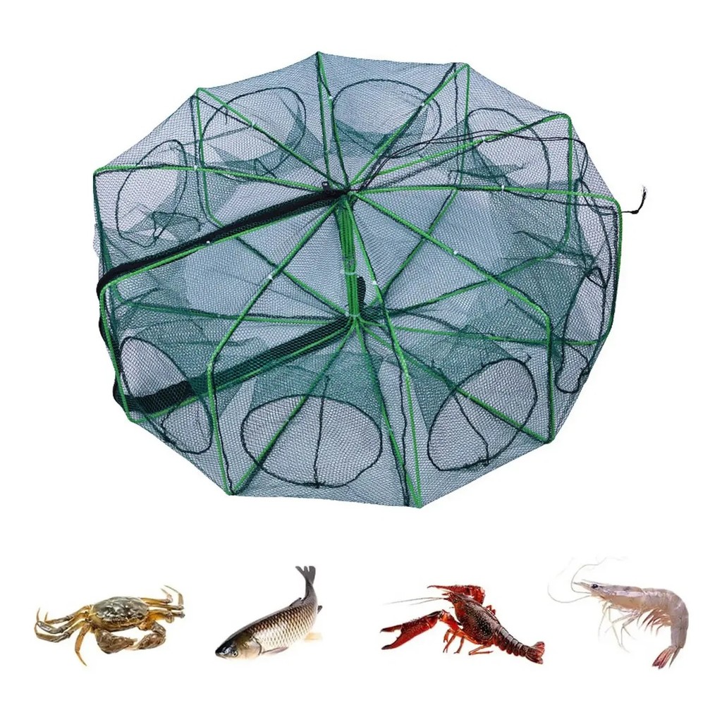 Covo Quadrado Armadilha 6/8 Furos Zíper Retrátil Camarão Siri Lambari