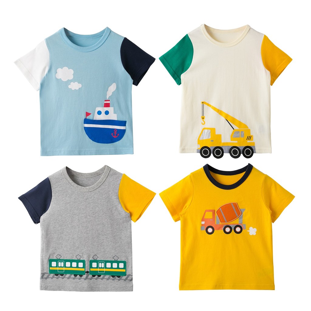Exportado para o japão verão meninos puro algodão de manga curta camiseta crianças tridimensional dos desenhos animados 