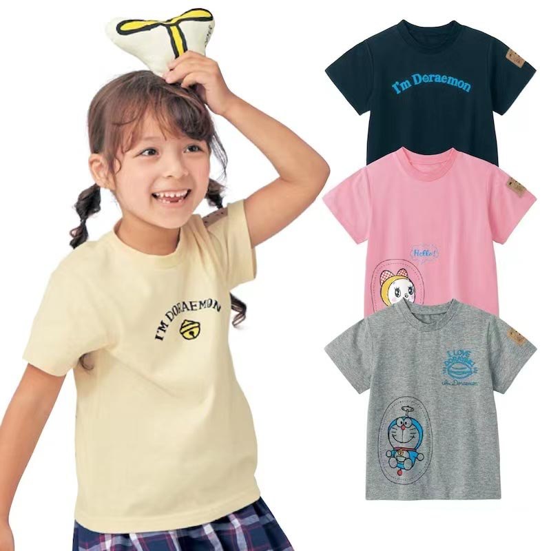 Japonês meninos meninas puro algodão em torno do pescoço de manga curta camiseta crianças verão criativo dos desenhos an