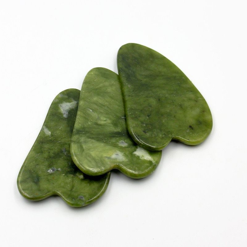 24 Placa Massageadora Gua Sha Rolo Pedra Natural Jade Cristal de Quartzo Verde Aventurina （S27)