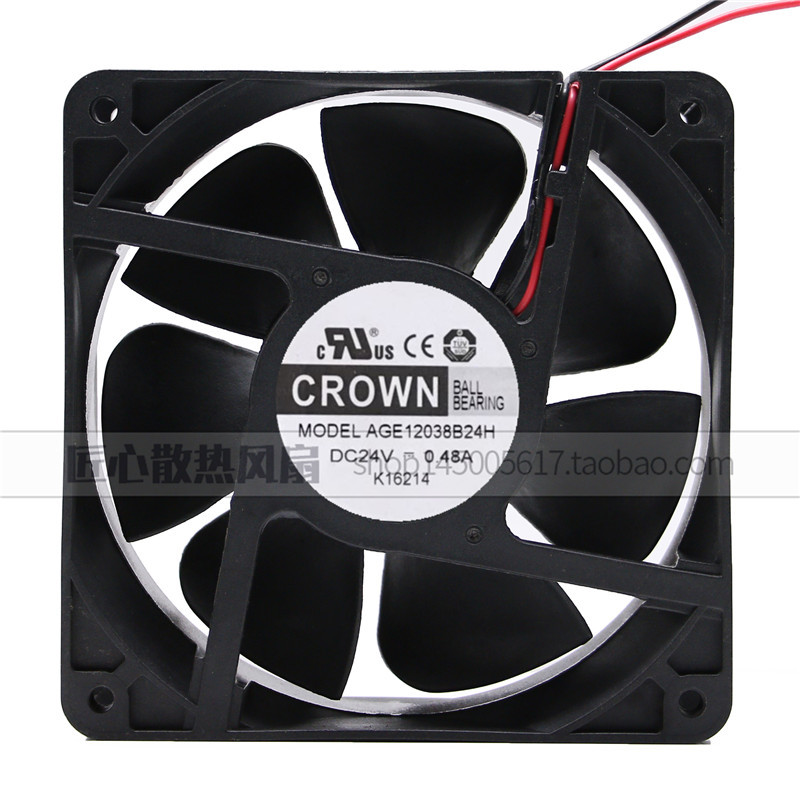 Taiwan CROWN AGE12038B24H 24V 0.48A 2 linhas 12038 12CM Ventilador de chassi
