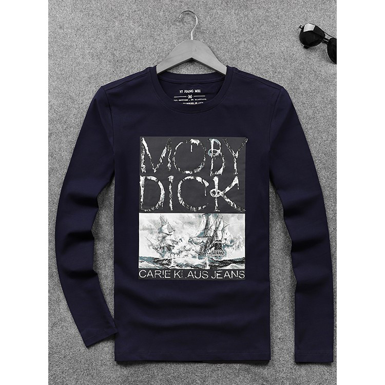 2025 outono roupas masculinas na moda All-Match manga comprida camiseta magro-ajuste masculino branco carta roupas estaç