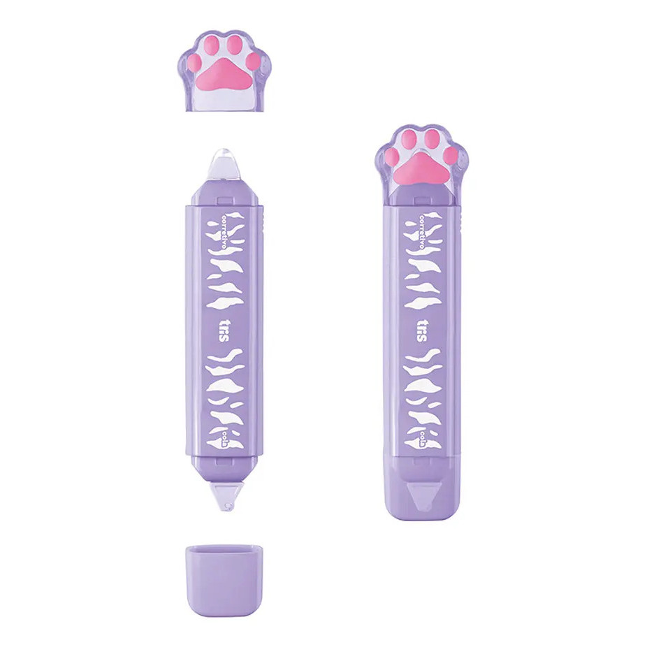 Fita Corretiva Tris Pet Tape 2 Em 1 Lilás 5mm X 4m E Cola 3m