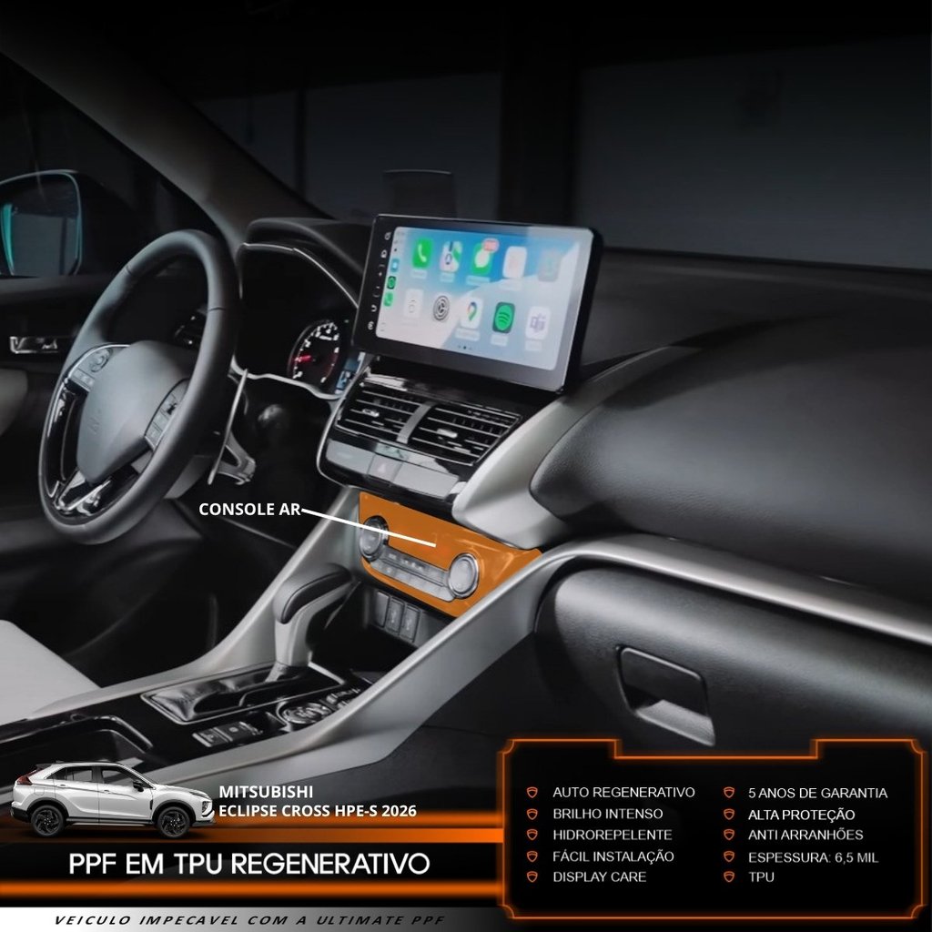Película PPF Proteção Kit Console do Ar Mitsubishi Eclipse Cross HPE-S 2026 Transparente TPU Anti Risco