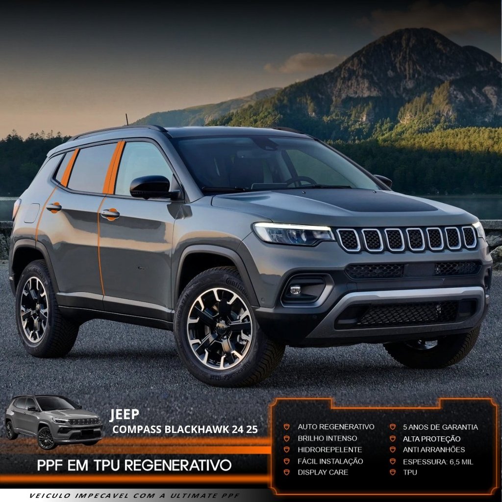 Película PPF Proteção Kit Portas Jeep Compass Blackhawk 2024 2025 Transparente TPU Anti Risco