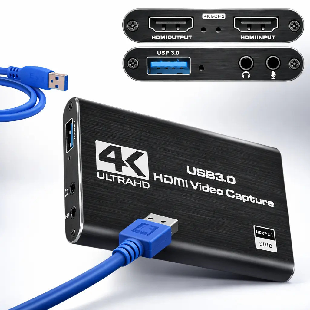 Placa De Captura Hdmi 4k Usb 1080p Full Hd Live Streaming Conversor Video Gamer Plug Play Chrome Technology
