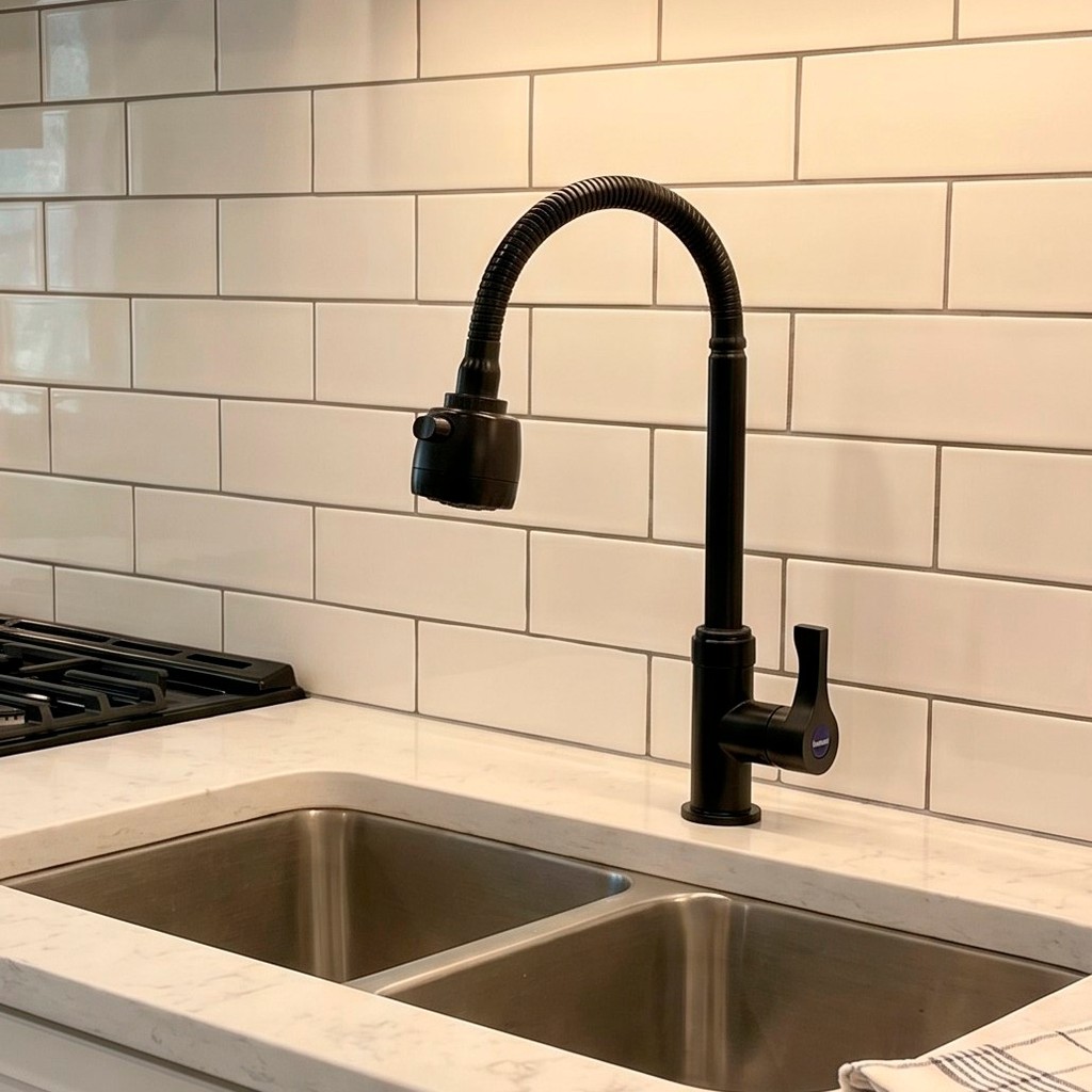 Torneira Cozinha Gourmet Bancada Flexível 1/4 Volta Preta