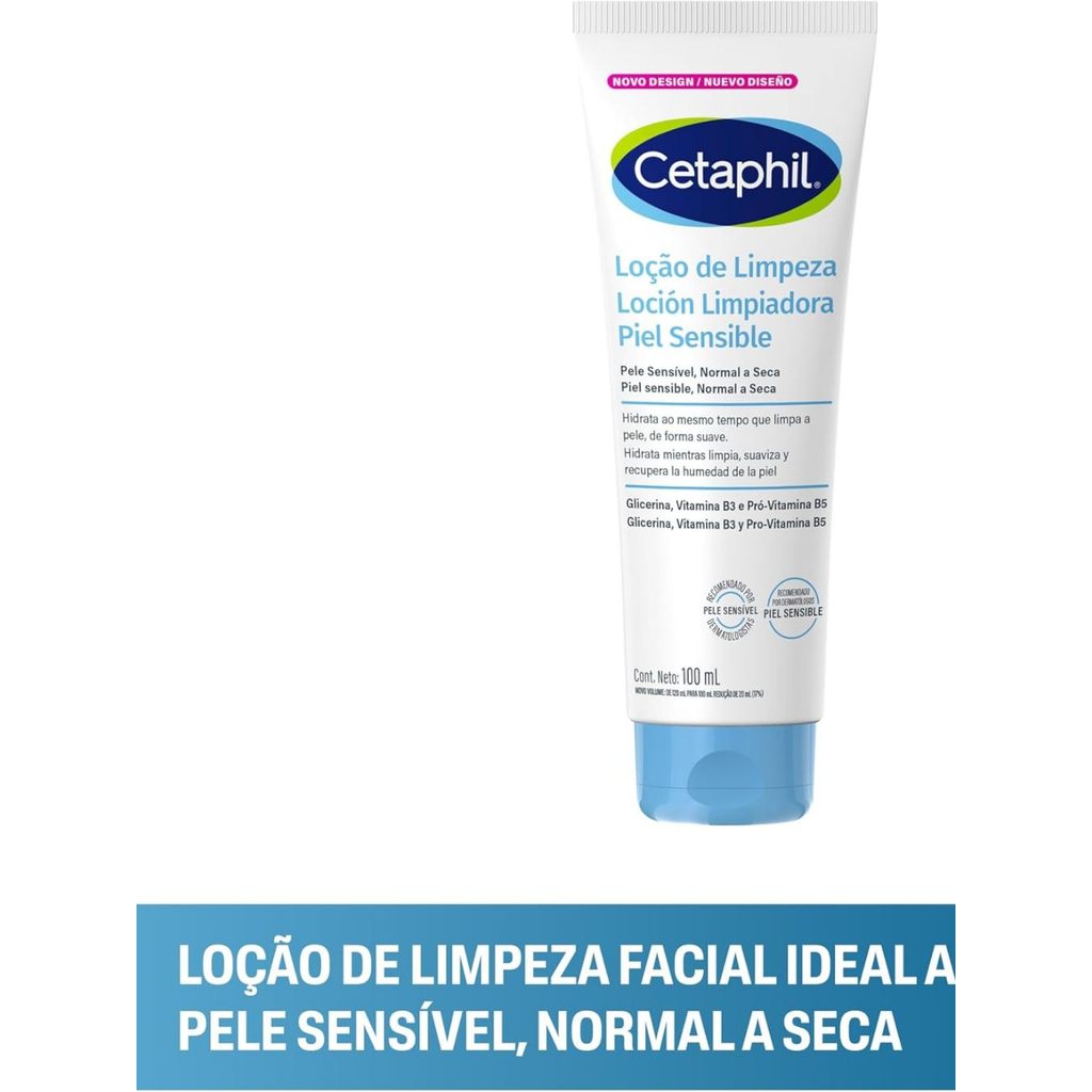 Loção de Limpeza Facial Cetaphil Pele Sensível, Normal a Seca 100ml