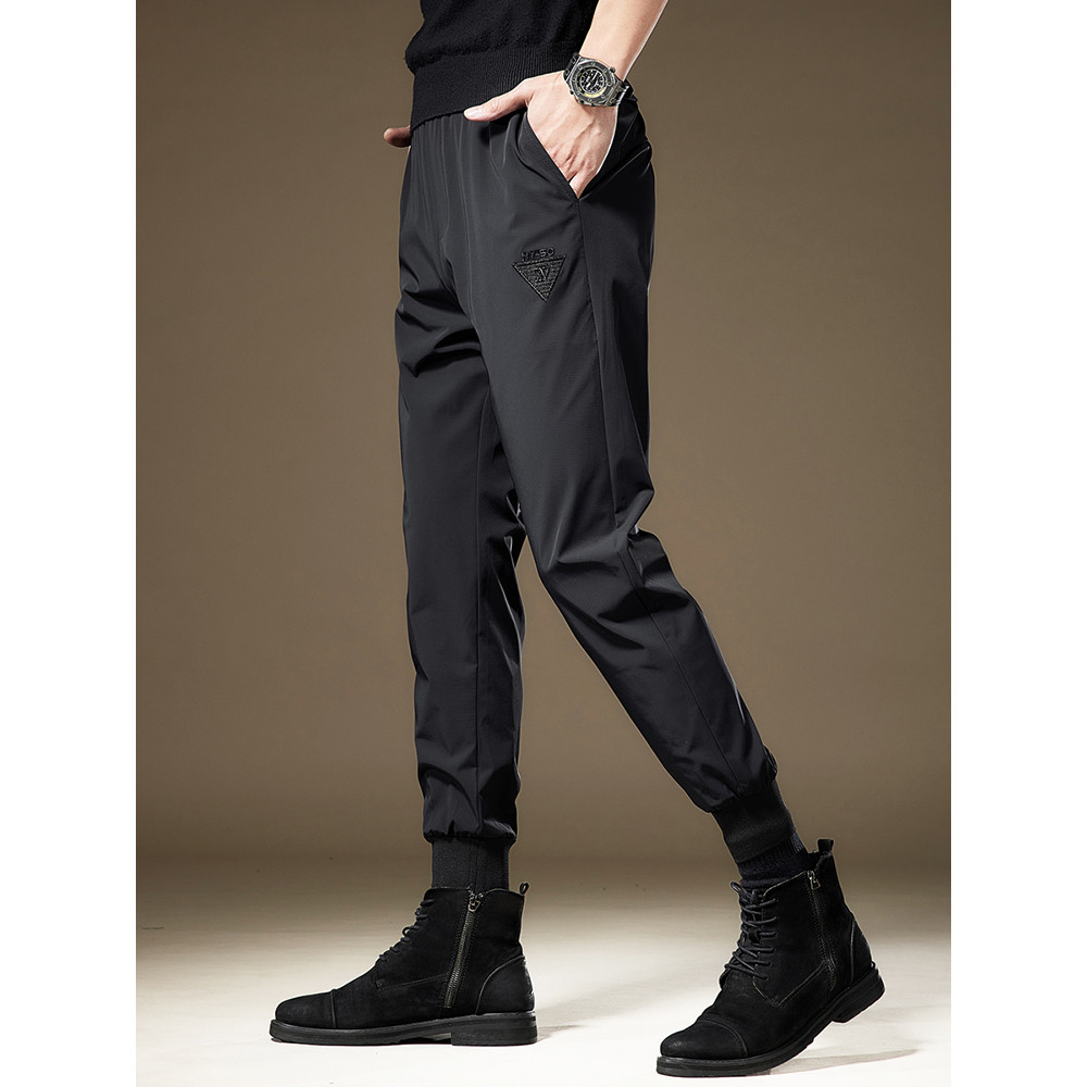 Calças esportivas americanas casuais masculinas pretas primavera outono novo estilo calças justas masculinas de alta qua