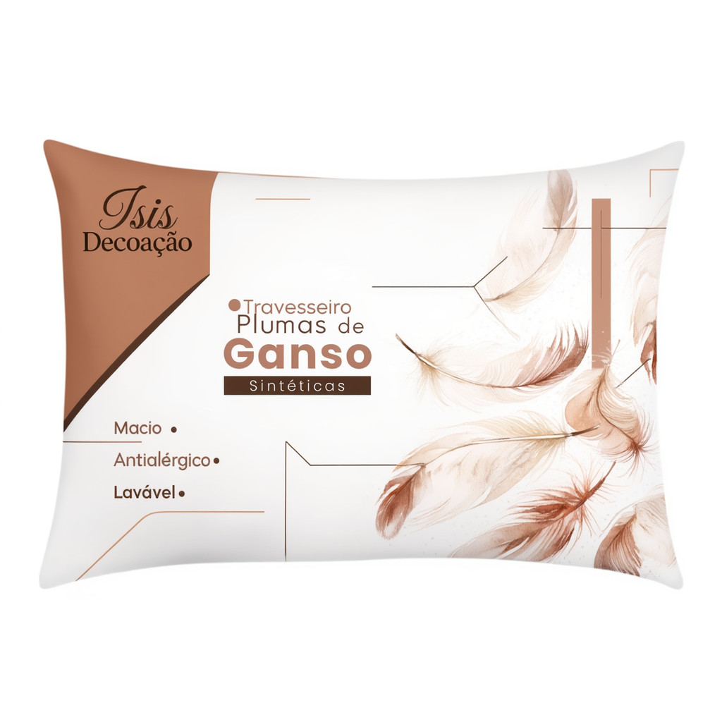 Travesseiro 2 Unidades Pluma de Ganso Sintética Premium Extra Macio Isis Decoração