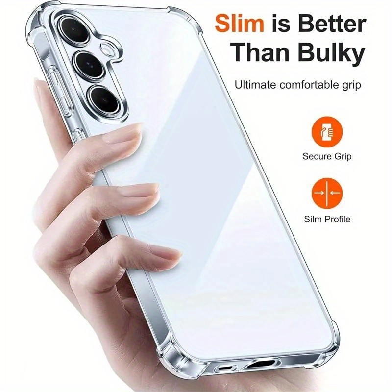 Capa para celular transparente e flexível de TPU - Samsung Galaxy A55, A54 5G, A15, A35, A25, A34, A14, A24, A33, A53