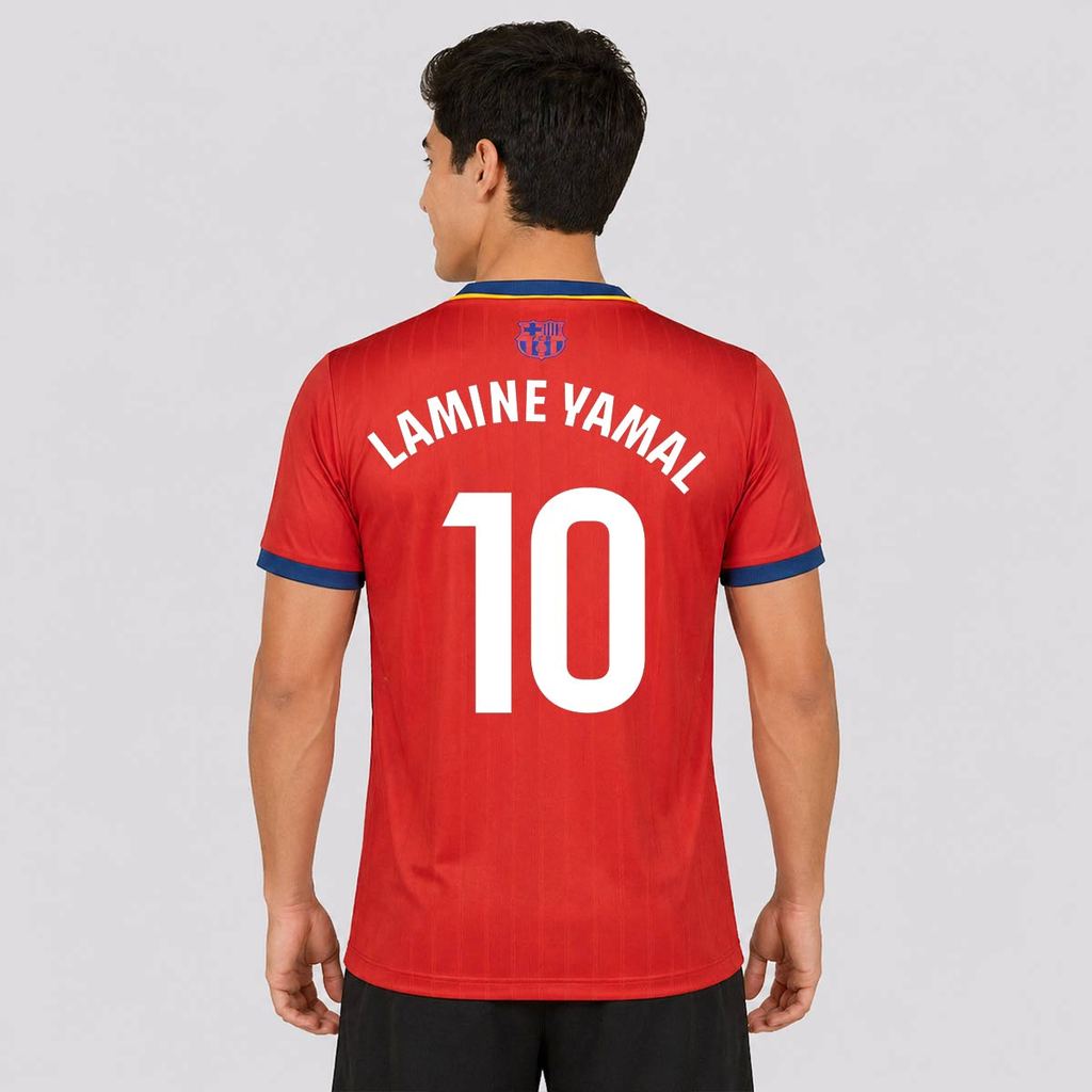 Camisa Barcelona Trophy Juvenil Vermelha 10 Lamine Yamal
