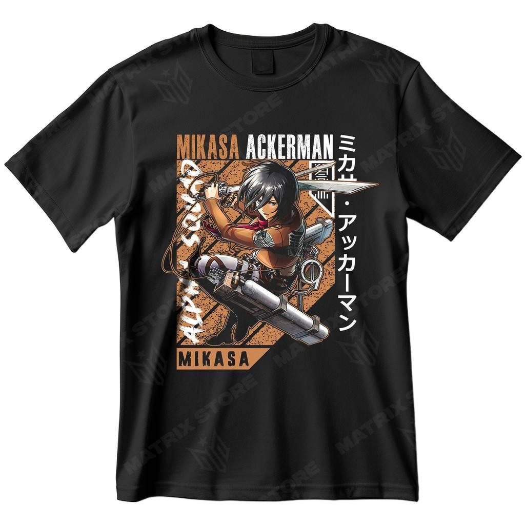 [Camiseta Premium em Algodão Puro]VU Camisa Mikasa Ackerman Attack on Titan Shineki no Kyojin Blusa Camiseta de Animes