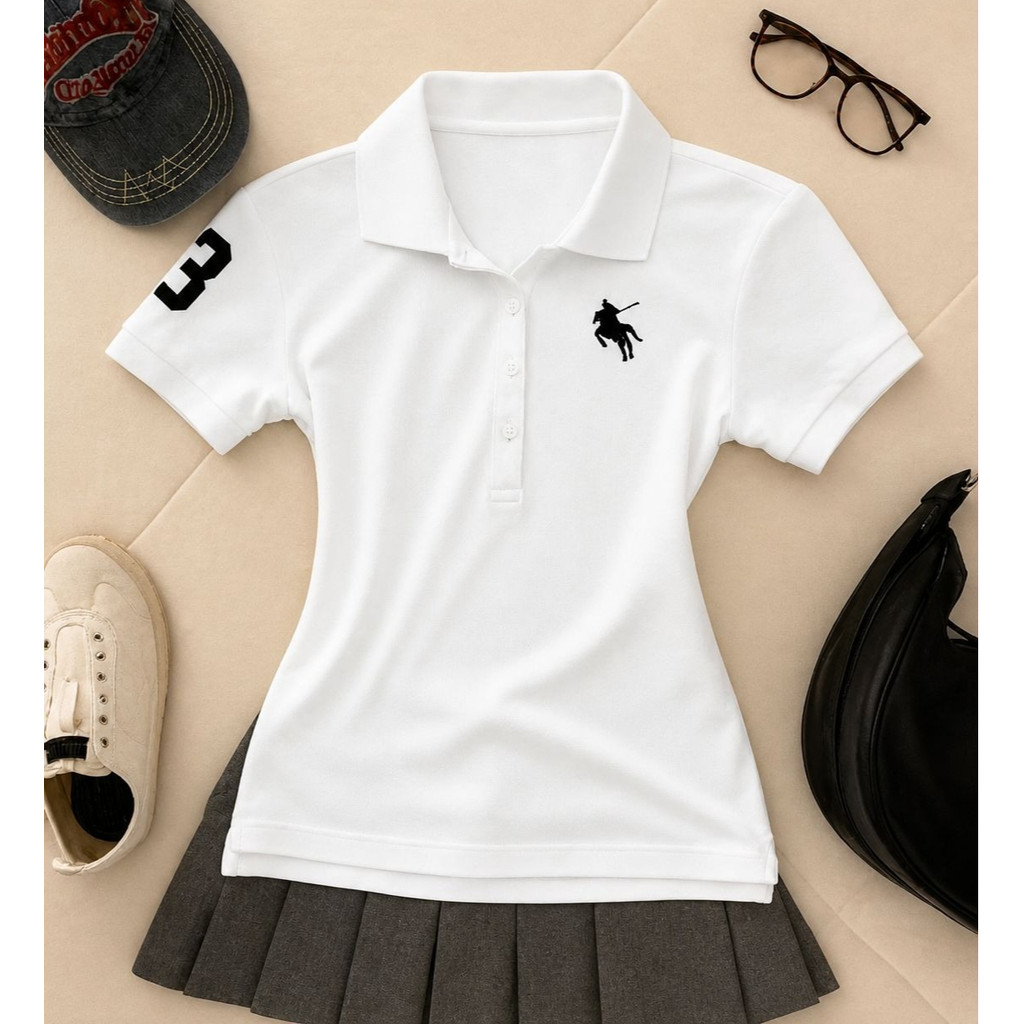 Camisa Polo Feminina Minimalista Estampa Cavaleiro