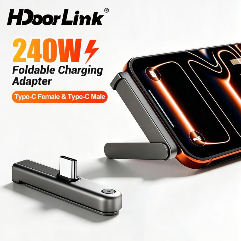 HdoorLink PD 240W Suporte Dobrável Para Telefone Carregamento Rápido Transmissão De Dados Adaptador USB C 2 Em 1 Tablet 