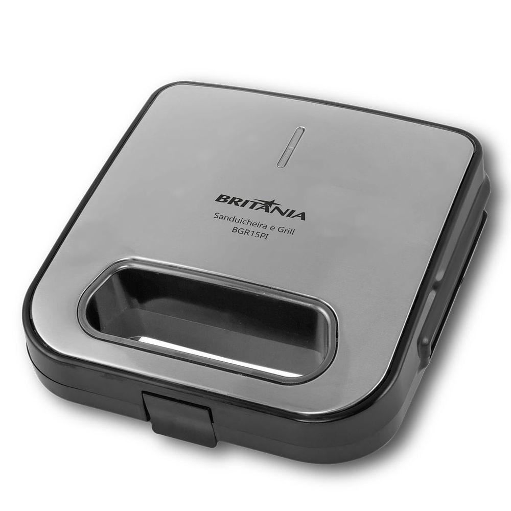 Sanduicheira Britânia BGR15PI Cerâmica Antiaderente 750W Prata 220V