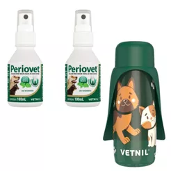 02 Periovet Spray 100ML Vetnil Trat. Tártaro Bucal C/ brinde