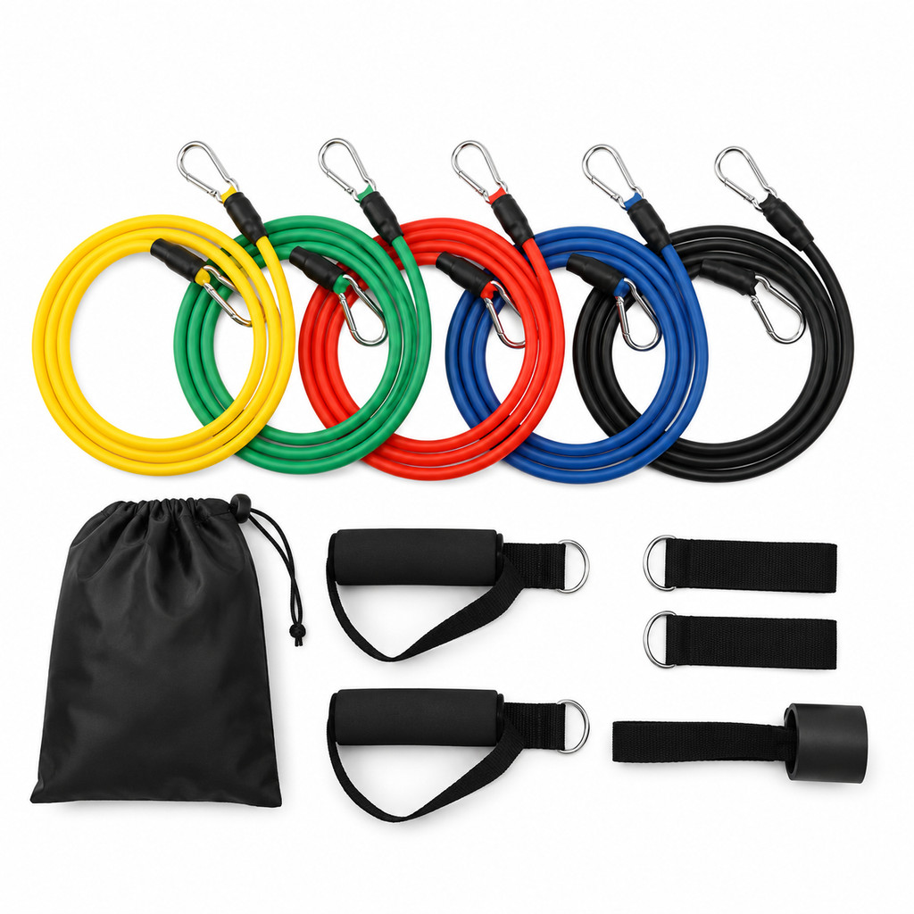 Kit Elástico Extensor Musculação 5 Níveis Resistência Treino Funcional Academia em Casa