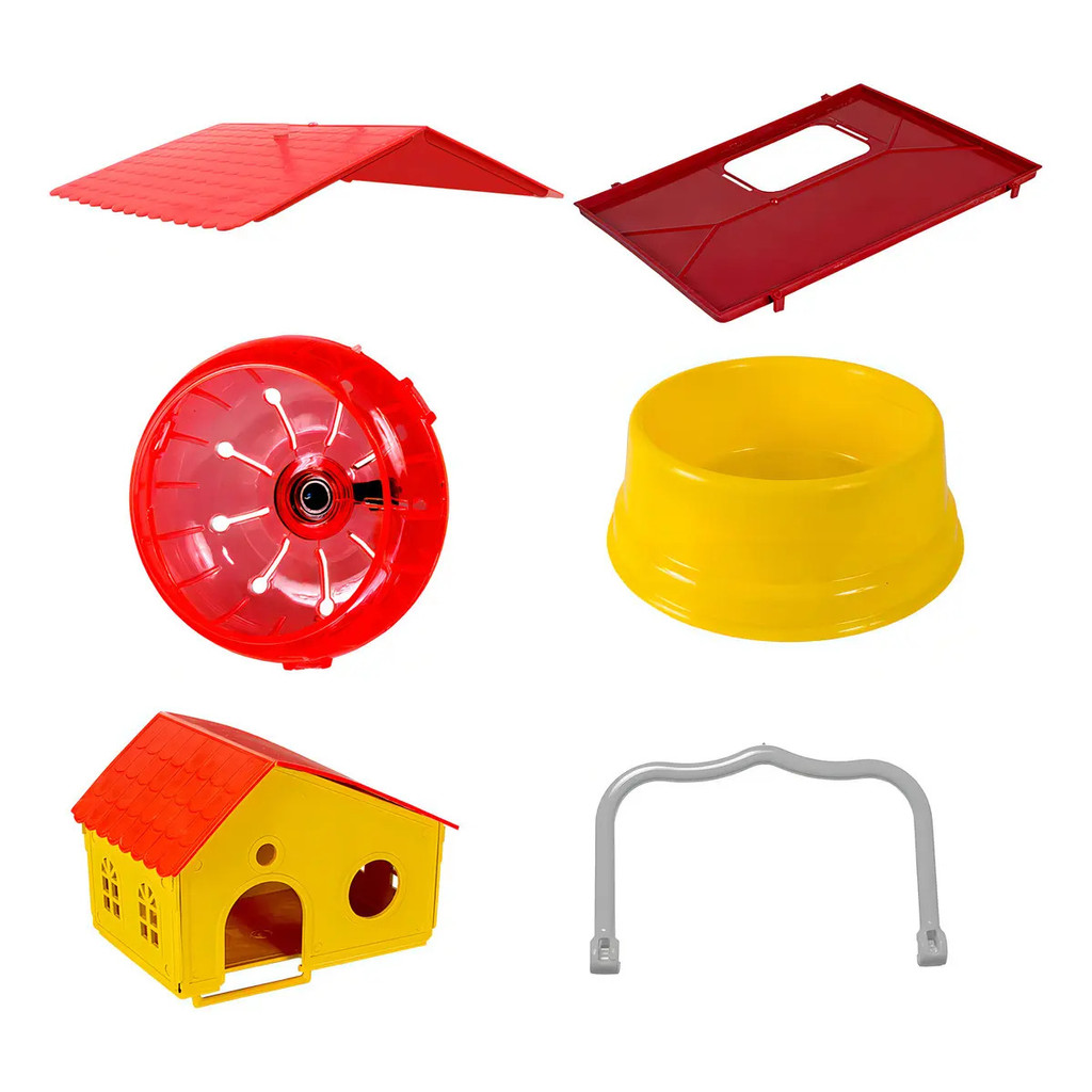 Detalhes do Gaiola Hamster 2 Andares Teto Plástico Conforto Jel Plast Cor Vermelho