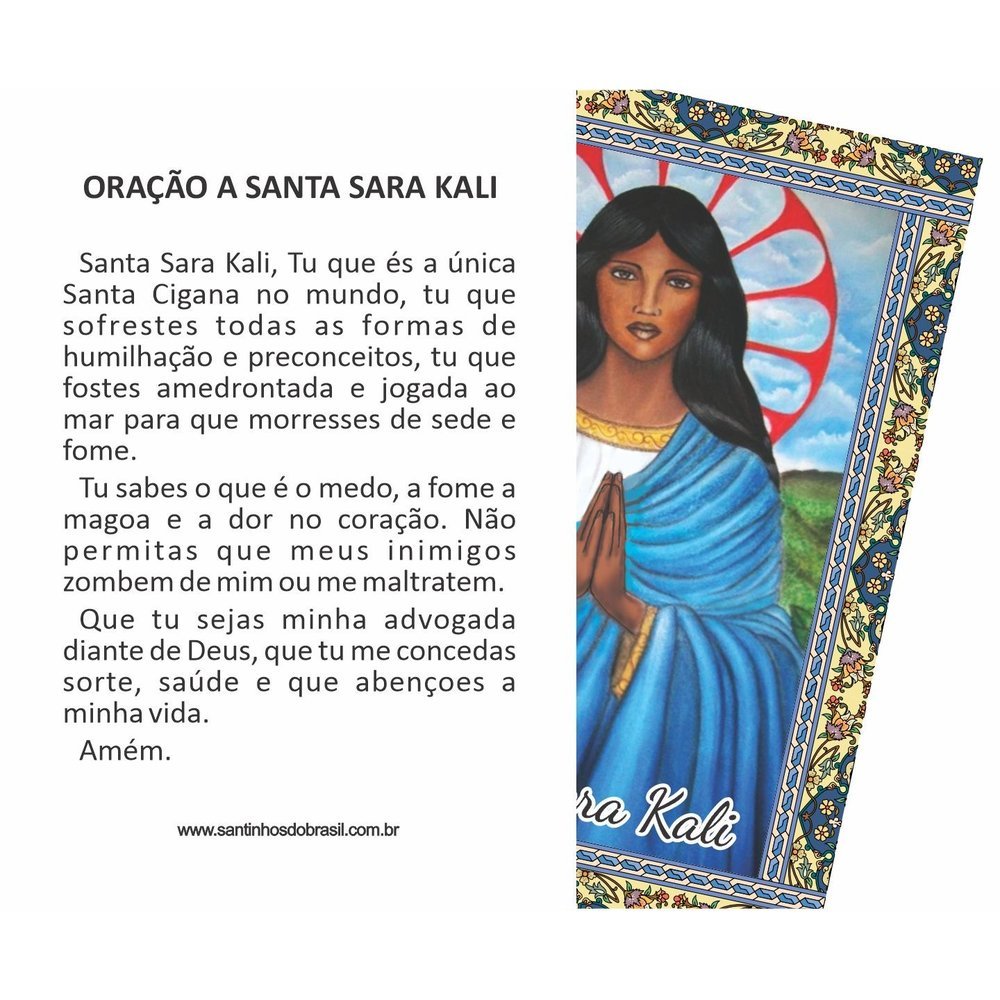 300 Santinhos Folheto Santa Sara Kali Oração PE - 7x10