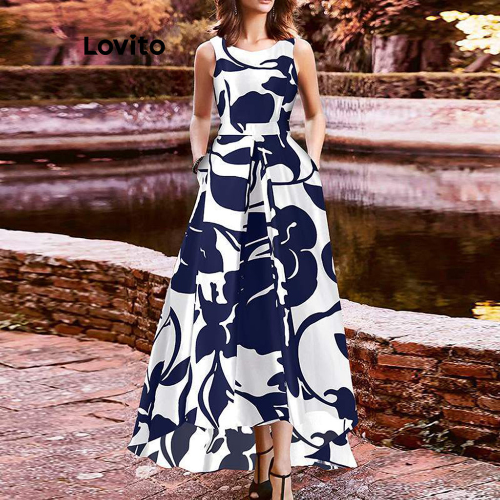 Lovito Férias Vestido Padrão Floral Vestido Verão/Primavera Para Mulheres LNL83186