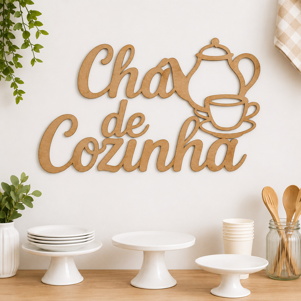 Palavra/Letreiro decorativo Chá de Cozinha em mdf
