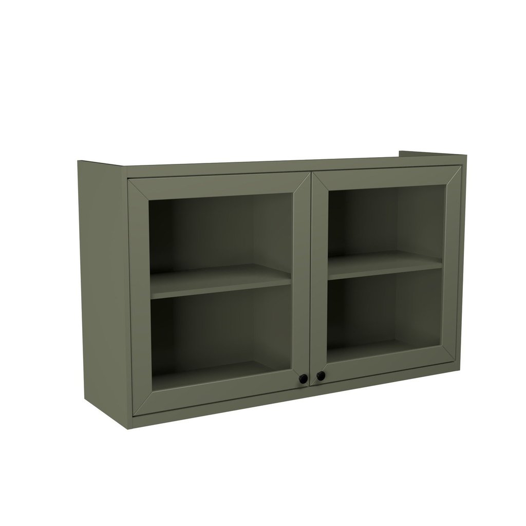 Armário Aéreo 120cm 2 Portas com Vidro 100% MDF Cozinha Sevilha Verde