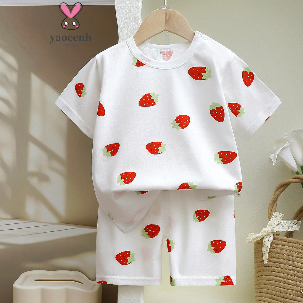 80-130CM pequeno médio crianças puro algodão Shorts de manga curta terno meninos meninas camiseta dos desenhos animados 