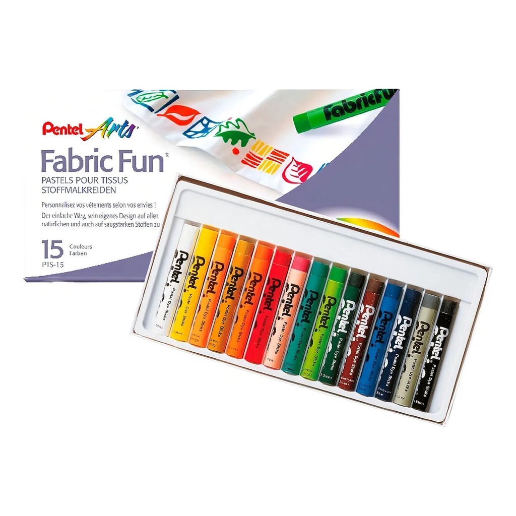 Giz Pastel Para Tecido Pentel Arts Fabric Fun - 15 Cores