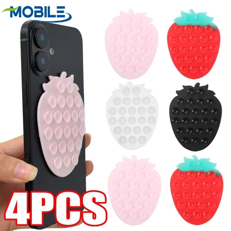Suporte Para Telefone De Mesa Com Ventosa | Almofada Antiderrapante De Morango Escritório/Carro , Punho De Silicone Reut