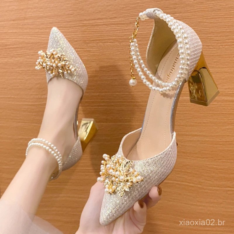 Sapatos de Verão Femininos de Luxo, Sapatos de Salto Alto para Casamento, Sapatos de Noiva com Salto …