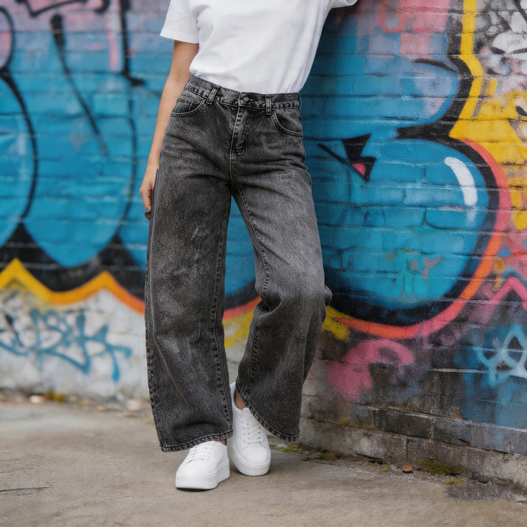 CALÇA JEANS BALÃO Feminina RETA BOCA LARGA ESTILO SKATE