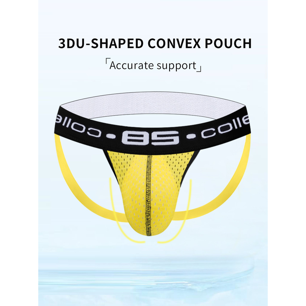 Cueca Esportiva Masculina De Malha Jockstrap Alta Elástica Respirável Cintura Baixa Com Costas Em T Cuecas De Fitness