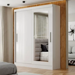 Guarda-Roupa Solteiro Sedona 2 Portas 2 Gavetas com Espelho Flex Branco - Panorama Móveis