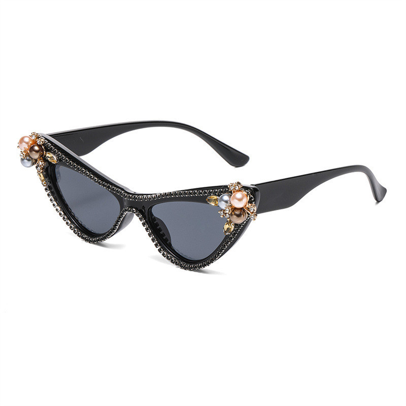 Óculos de sol estilo «olho de gato» para mulher, com detalhes de diamantes brilhantes, estilo urbano, proteção UV, óculo
