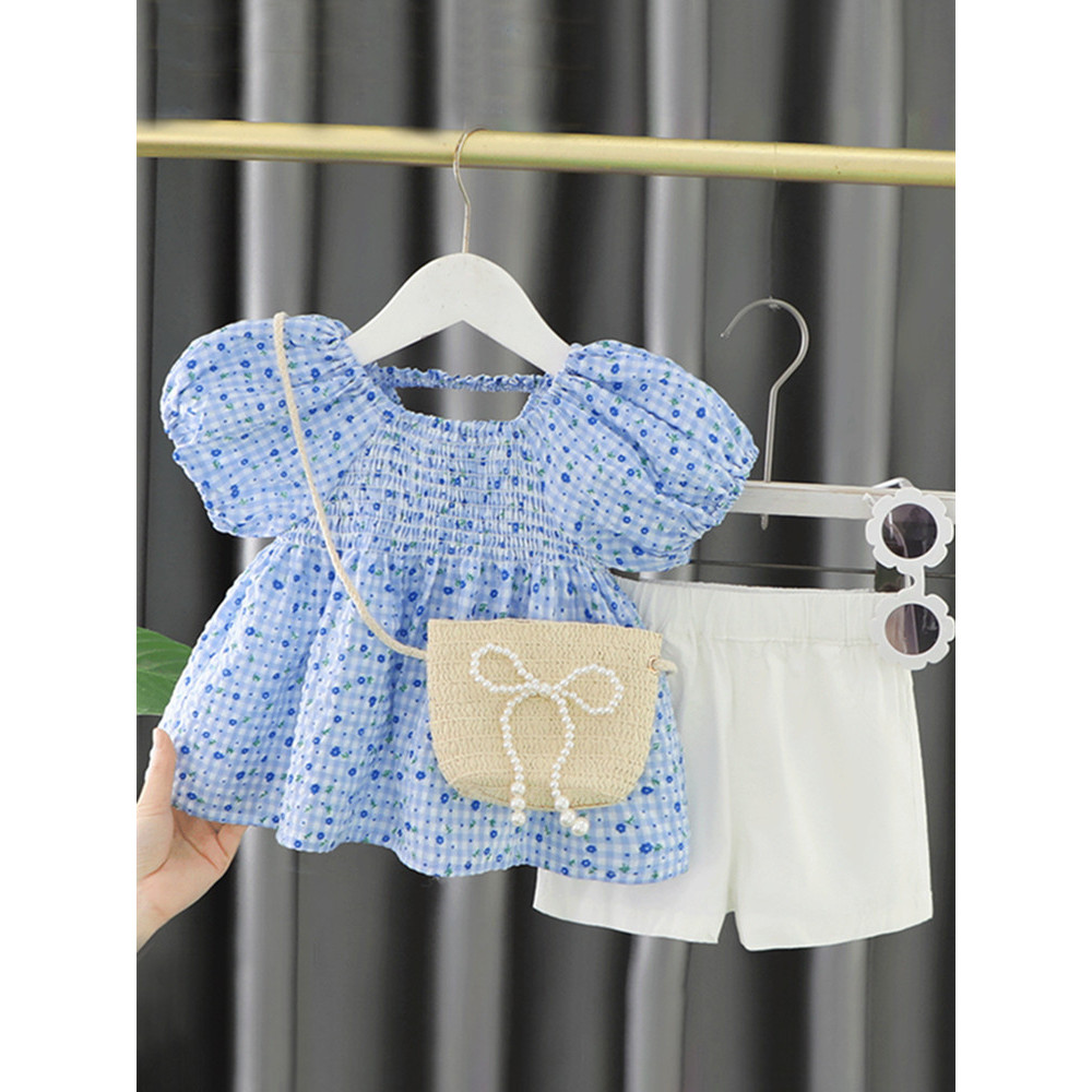 Meninas roupas de verão 2026 novo estilo moda de manga curta roupas de bebê crianças moda roupas de um ano de idade bebê