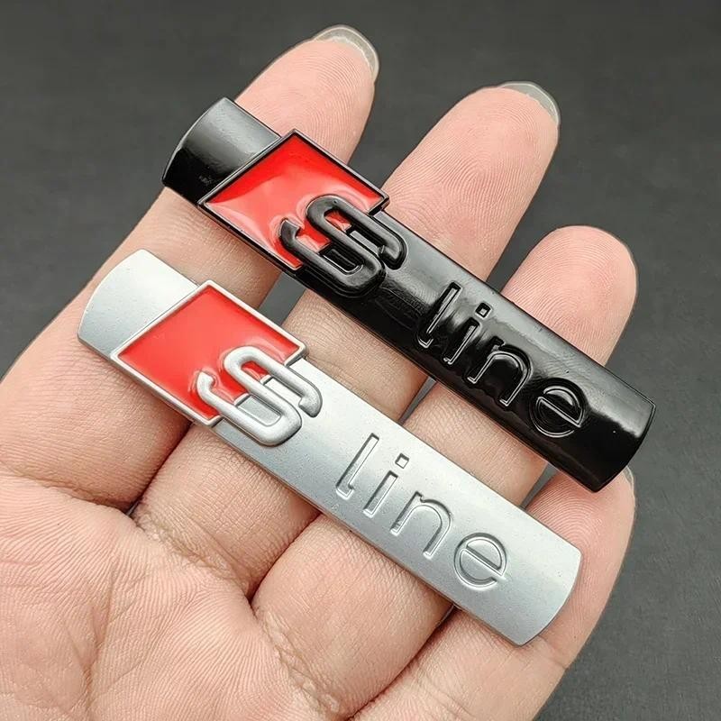 2 Pçs 3D Metal Sline Logotipo S Linha Emblema Carro Fender Adesivo Para Audi A1 A2 A3 A4 A5 A6 A7 Q2 Q3 Q5 Q7 SQ5 RS5 TT