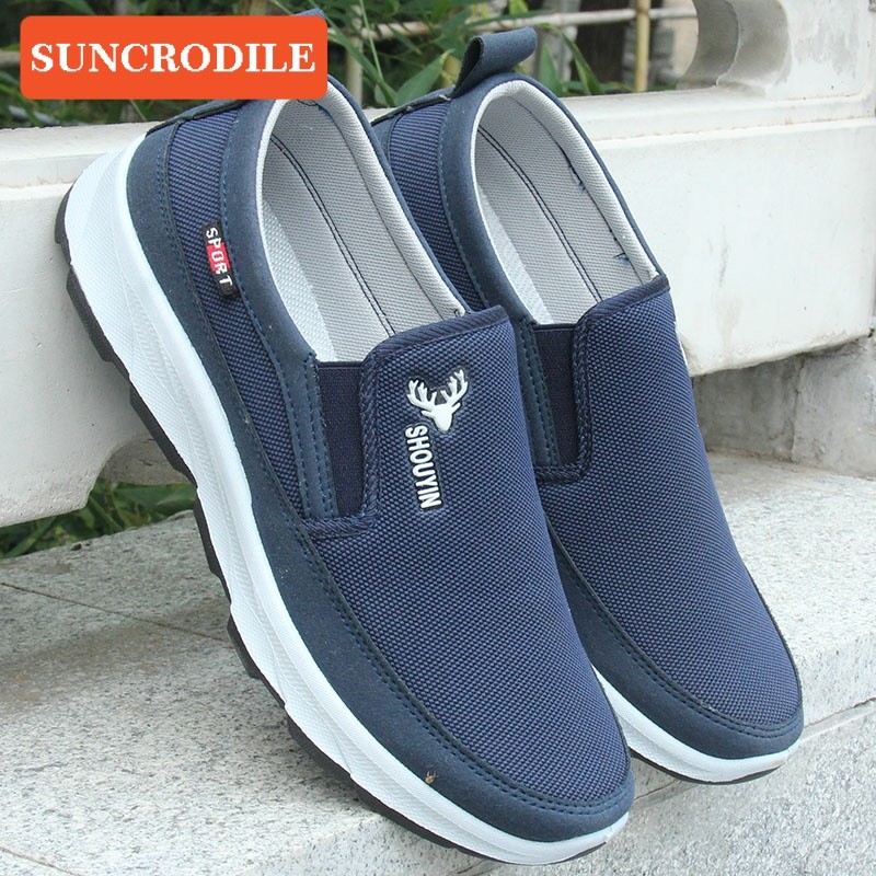 Sapatos de pano antigos de pequim, sapatos para idosos, sapatos masculinos sem cadarço, sapatos casuais para idosos de m
