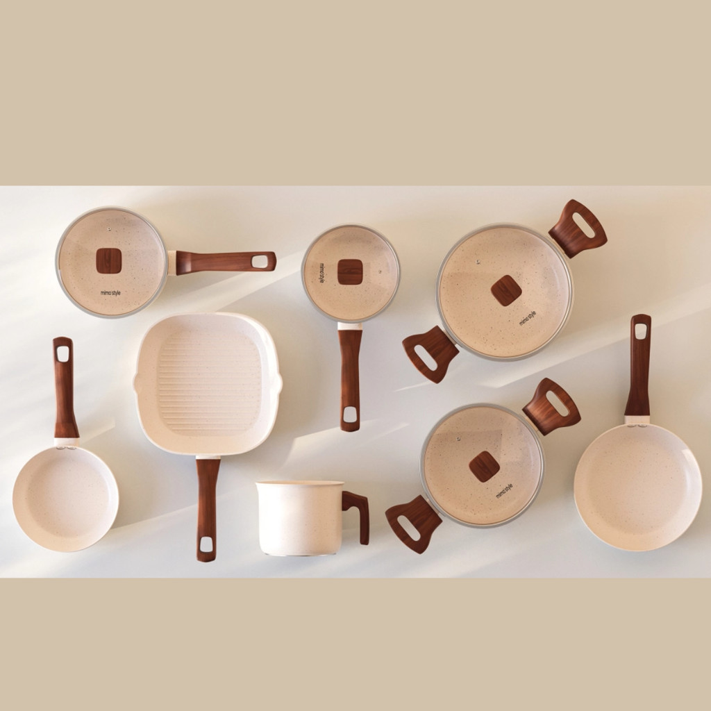 Conjunto de Panelas 8 Peças Indução Pratic Cook Marmol Mimo Style