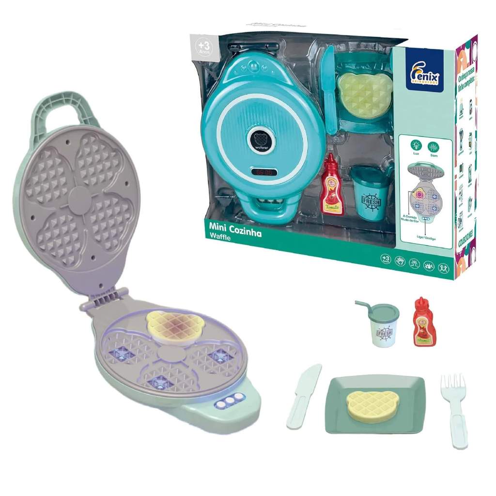 Brinquedo Infantil Kit Mini Cozinha - Waffle e Acessórios Fenix - LKC-979