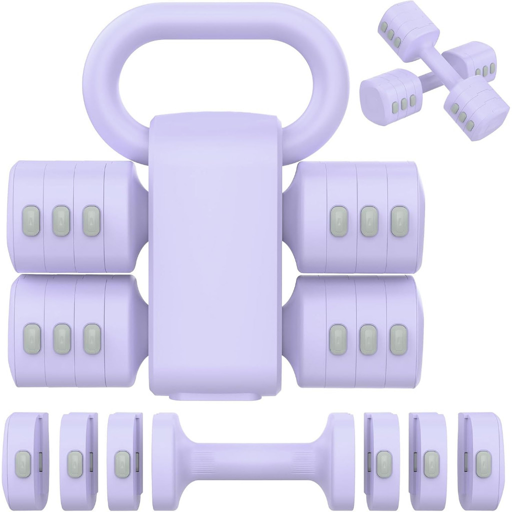 Halter Ajustável 2 em 1 c/ Kettlebell – 4 Níveis p/ Treino em Casa
