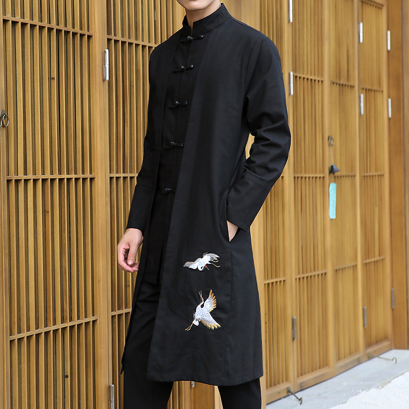 Estilo chinês roupas masculinas casaco budista estilo chinês camisa longa traje antigo taoísta Robe Zen roupas juventude