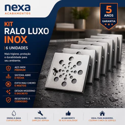 Ralo Inox Quadrado 9,5x9,5cm Abre e Fecha Anti Odor Anti Inseto Banheiro Cozinha Área Serviço