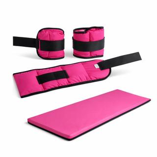 oferta! Kit Fitness Caneleira Par ROSA Ajustável + Colchonete ROSA Academia 90x40x3cm Confortável e Resistente PROMOÇÃO