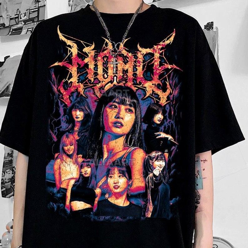 「BR.Moonlight」Camiseta Unissex Twice Momo Heavy Metal Tema Estampa Kpop Elegante Moderna Fofa Tendência