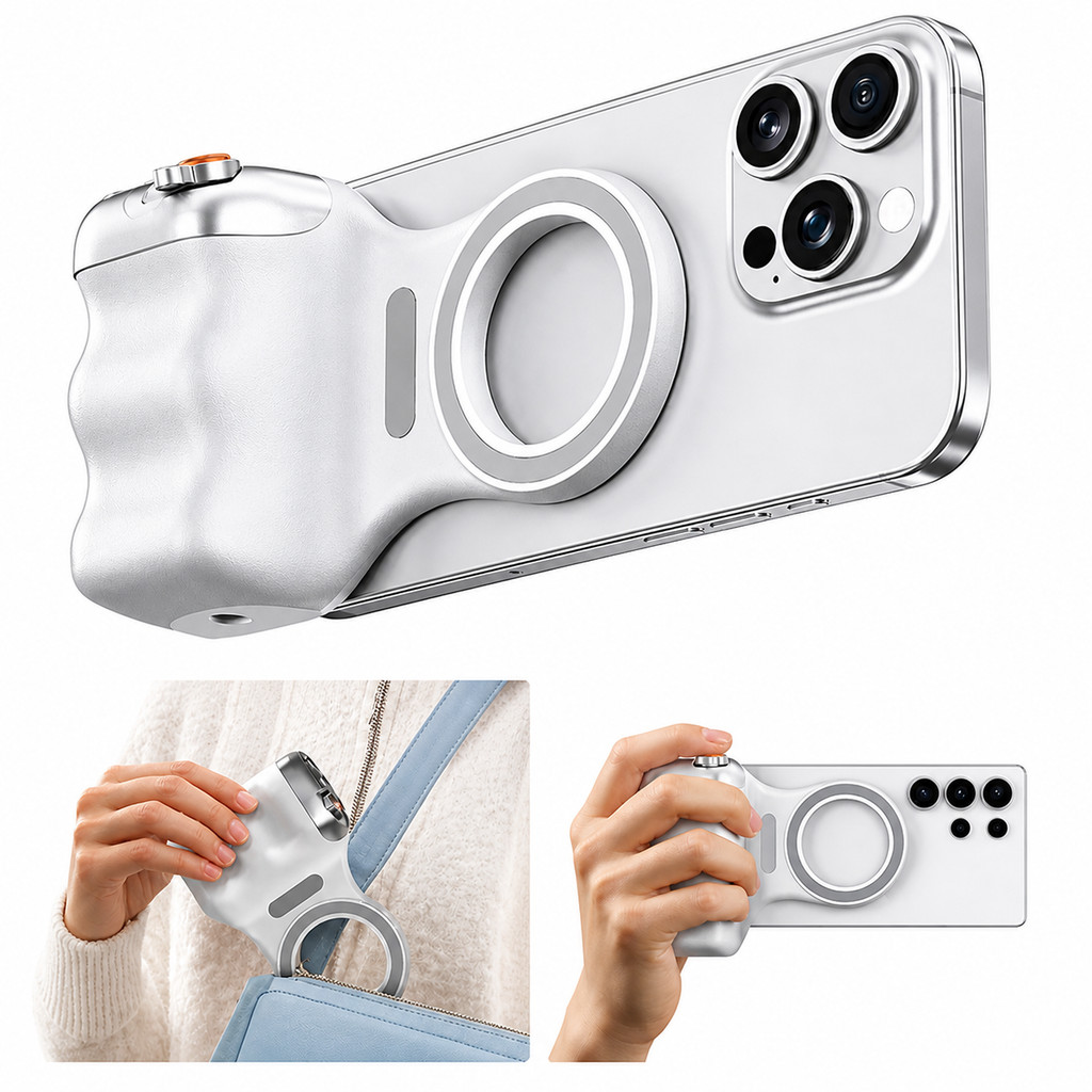 Suporte Celular MagSafe Com Disparador Remoto Bluetooth Grip Confortável Estabilizador Para Fotos E Vídeos