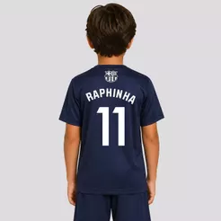 Camisa Barcelona Stamina Infantil Azul Marinho 11 Raphinha
