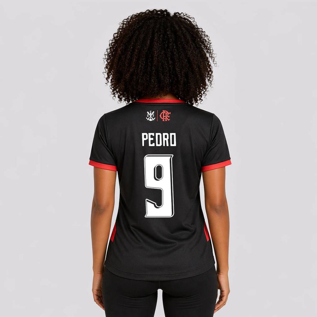 Camisa Flamengo Emoção Feminina Listrada Vermelha 9 Pedro