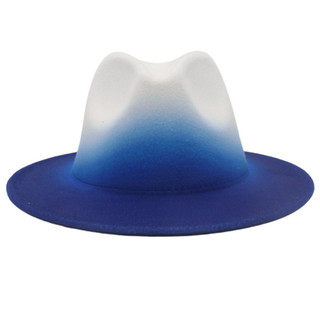 Chapéu Feminino Fedora Chapéus De Feltro Para Homens Cor Gradiente Aba Larga Azul Casual Ao Ar Livre Masculino Fedoras